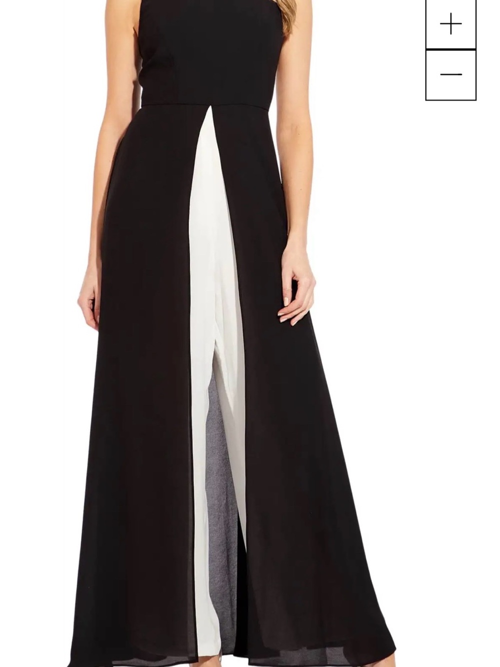 Adrianna Papell Black Maxi Jumpsuit Dress with Center Front Slit